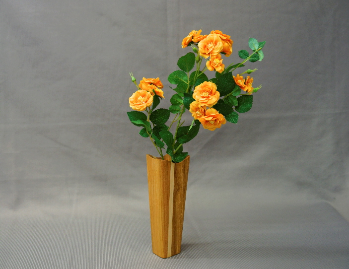 Vase> 3-farbig < mit Glaseinsatz, Unikat 2, Kirsche/Eiche/Ahorn geölt, Höhe: 20 cm, 55/68mm, Preis: 45,- €
