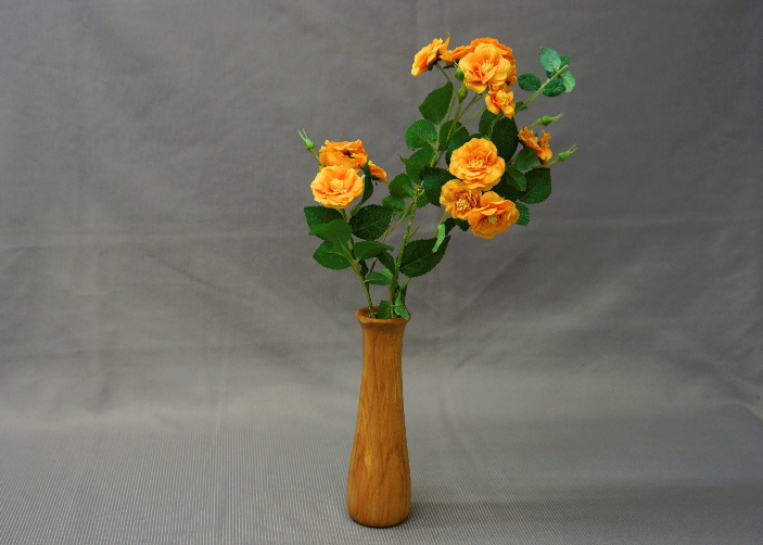 Vase >Unikat 4<, runde Vase in Birne geölt mit 3 geraden Kanten am Vasenrand, mit Glaseinsatz, Höhe:20 cm, d=60mm, Preis: 45,- €